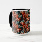 オレンジの抽象的な花パターン マグカップ (正面左)