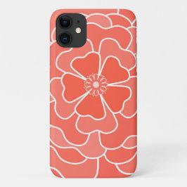 オレンジの抽象的な花柄 iPhone 11 ケース
