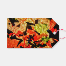 オレンジの抽象芸術ギフトラベル、オレンジの幸せなギフト