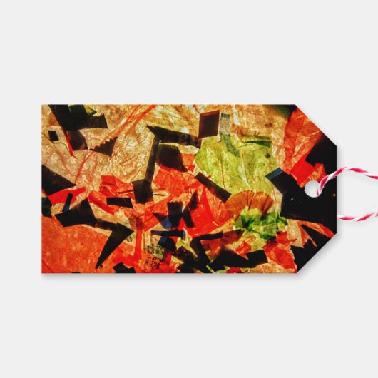 オレンジの抽象芸術ギフトラベル、オレンジの幸せなギフト ギフトタグ (正面(横))