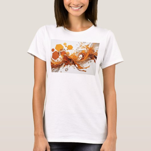 オレンジの抽象芸術デザイン Tシャツ (正面)
