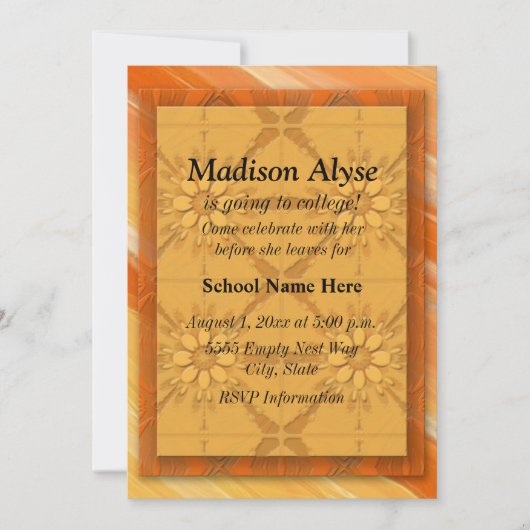 オレンジの抽象芸術「Off To College」招待状 招待状 (正面)