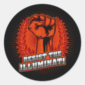 オレンジの拳を上げてイルミナティに抵抗する ラウンドシール (正面)