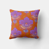 オレンジの明るいペイズリーの小花 クッション (裏面)