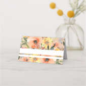 オレンジの春の花の結婚式プレイスカード プレイスカード (裏面)