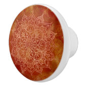 オレンジの曼荼羅とゴールドの華麗なモダンチック セラミックノブ (右)