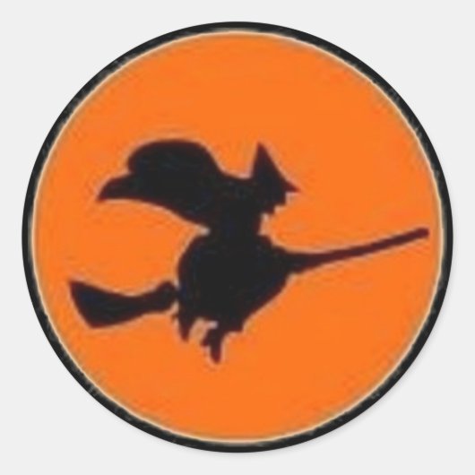 オレンジの月の魔女 – ハロウィーンステッカー ラウンドシール (正面)