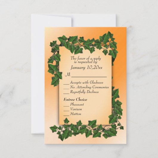 オレンジの木に絡まる秋のRSVP（返信）with エントリ 出欠カード (正面)