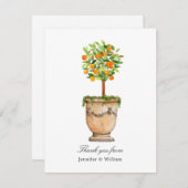 オレンジの木のトピアリー折り畳みサンキューカード サンキューカード (正面/裏面)