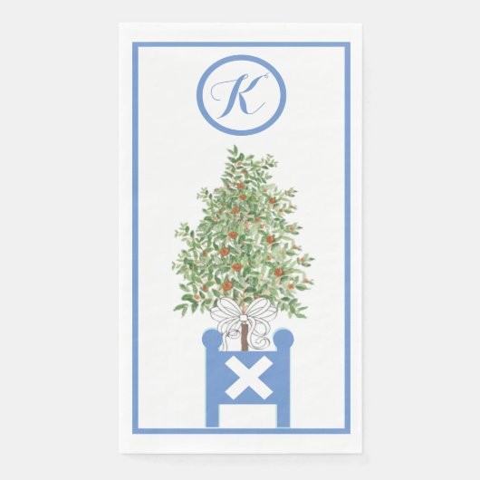 オレンジの木のトピアリー シノワーズリー ペーパー ゲスト タオル (正面)