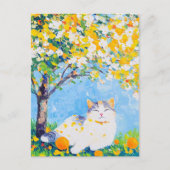 オレンジの木の下の猫 ポストカード (正面)