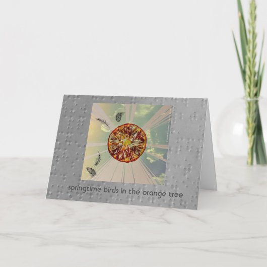 オレンジの木の春の鳥 カード (正面)