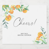 オレンジの木の水彩イラストをフィーチャーしたシトラス - ブライダルシャワー おめでとう！ スパークリングワインラベル (シングルラベル)