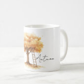 オレンジの木の葉のはしご コーヒーマグカップ (正面右)