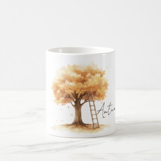 オレンジの木の葉のはしご コーヒーマグカップ (中央)
