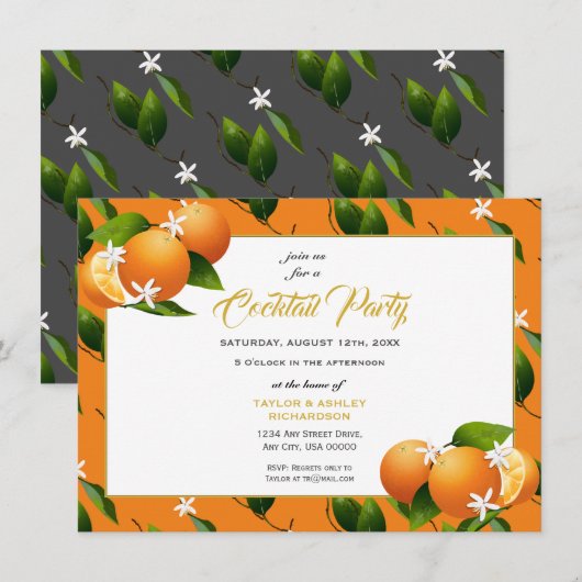 オレンジの果実のサマーパーティー 招待状 (正面/裏面)