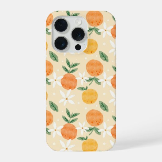 オレンジの果実の可愛い水彩シームレス パターン iPhoneケース (裏面)