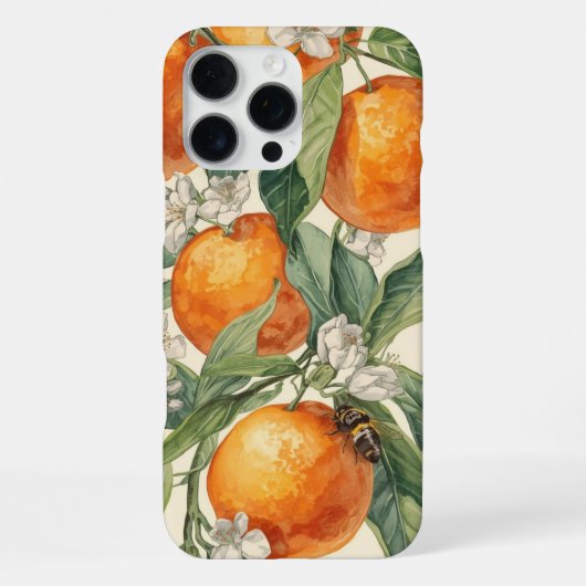 オレンジの果樹園 - 手描きの柑橘類の果物 iPhoneケース (裏面)
