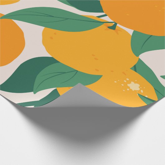 オレンジの果物と葉の継ぎ目のない模様 ラッピングペーパー (角)