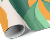 オレンジの果物と葉の継ぎ目のない模様 ラッピングペーパー (ロールコーナー)