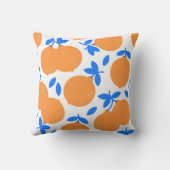 オレンジの果物：上品な青い枝の模様。 クッション (裏面)