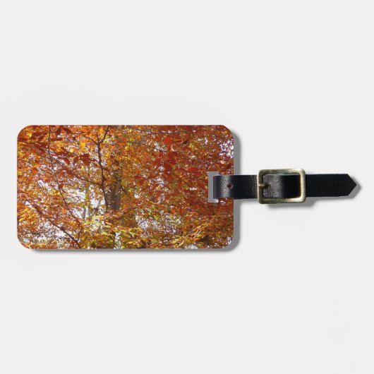 オレンジの枝の葉秋の自然 ラゲッジタグ (正面横)