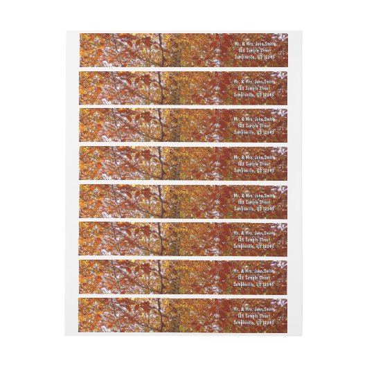 オレンジの枝の葉秋の自然 ラップアラウンドラベル (シート)