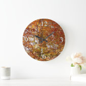 オレンジの枝の葉秋の自然 ラージ壁時計 (ホーム)