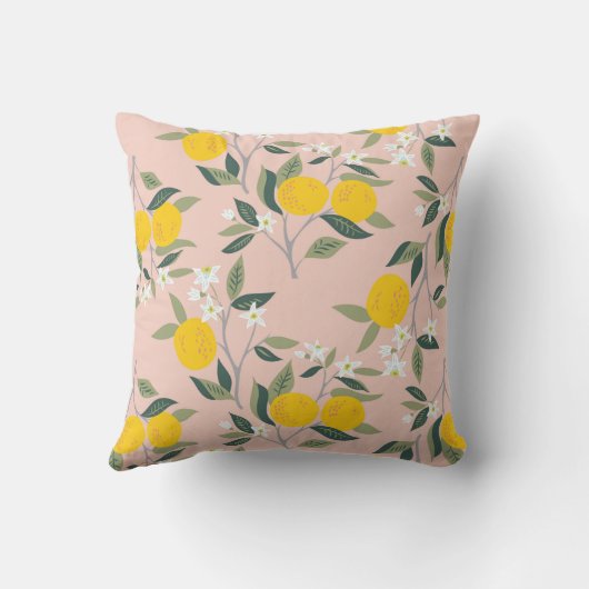 オレンジの枝を持つシームレスな開花 クッション (裏面)