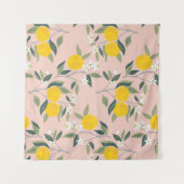 オレンジの枝を持つシームレスな開花 タペストリー (正面(横))