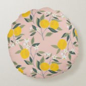 オレンジの枝を持つシームレスな開花 ラウンドクッション (裏面)