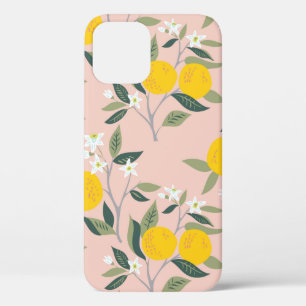 オレンジの枝を持つシームレスな開花 iPhone 12ケース