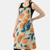 オレンジの枝：ベージュの背景パターン エプロン (インサイチュ)