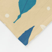 オレンジの枝:ベージュの背景パターン フリースブランケット (角)