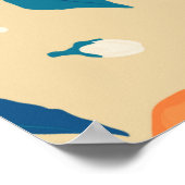 オレンジの枝：ベージュの背景パターン ポスター (角)