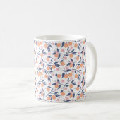 オレンジの柑橘と青い葉の模様のマグカップ コーヒーマグカップ (正面右)