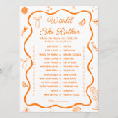 オレンジの柑橘系のブライダルシャワーは彼女はむしろカード 招待状 (正面)