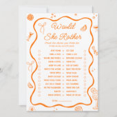 オレンジの柑橘系のブライダルシャワーは彼女はむしろカード 招待状 (正面)