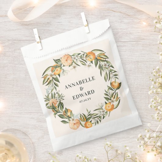 オレンジの柑橘系結婚の植物感謝していの好み フェイバーバッグ (クリップ留めされた状態)