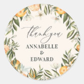 オレンジの柑橘系結婚の植物感謝していの好み ラウンドシール (正面)