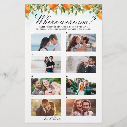 オレンジの柑橘類どこ我々はカップルの写真をゲーム (正面)