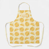 オレンジの柑橘類の果物のスライスのパターンとカスタムネーム エプロン (正面)