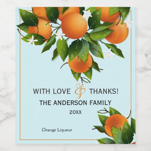 オレンジの柑橘類の果物 ワインラベル (シングルラベル)