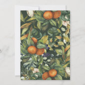 オレンジの柑橘類の水彩画を使った植物学的なウェディングスタイル セーブザデート (裏面)