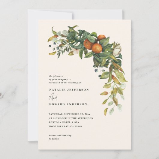 オレンジの柑橘類の緑の水色の植物結婚の (正面)