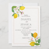 オレンジの柑橘類の花の水彩植物画 招待状 (正面)