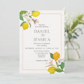 オレンジの柑橘類の花の水彩植物画 招待状 (スタンド正面)