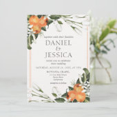 オレンジの柑橘類の花の水色植物学 招待状 (スタンド正面)