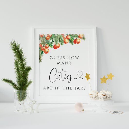 オレンジの柑橘類は、瓶の中にかわいこちゃんが何個いるかを推測する ポスター