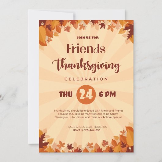 オレンジの森でフレンドリーなサンシャイン&カボチャ 招待状 (正面)